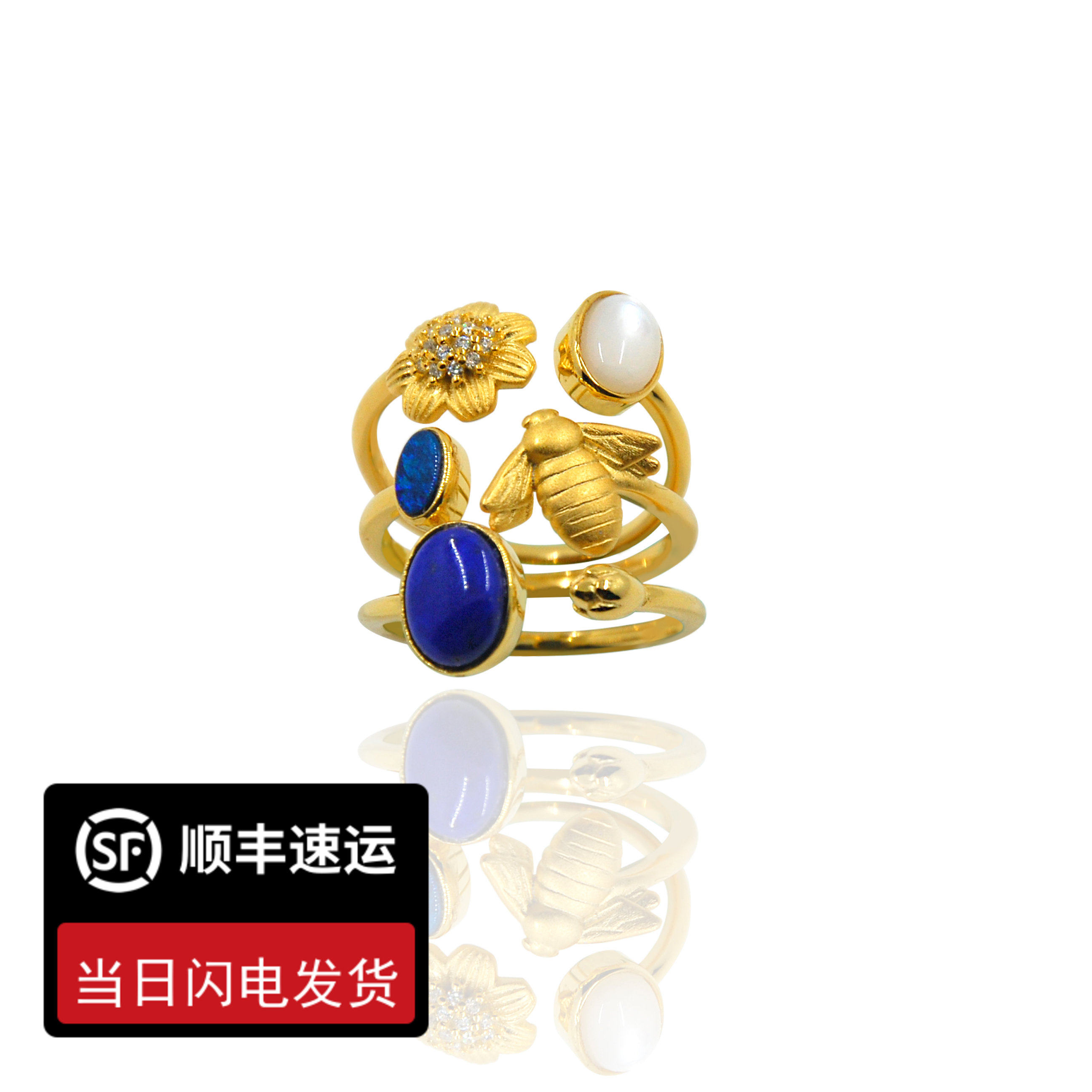 JLInN New Spot Stack Designer Original Jewelry Bee Superimposed Ring Jewellery Custom Pure Handmade Silver