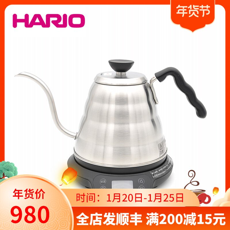 HARIO Hand Coffee Stainless Steel small mouth hand Coffee Pot Temperature-controlled Quick-cooking Pot EVKT-80C-HSV