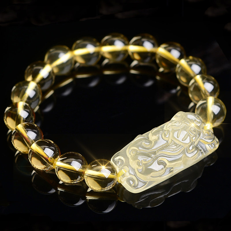 Brazilian natural yellow crystal brave hand string men and women couples to recruit money transfer hand bead string open jewelry