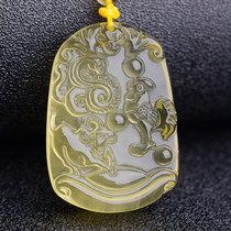 2022 Year of the Tiger Yellow Crystal twelve Zodiac is a snake cow chicken triple pendant cow chicken Yinglu Bao year old pendant men and women