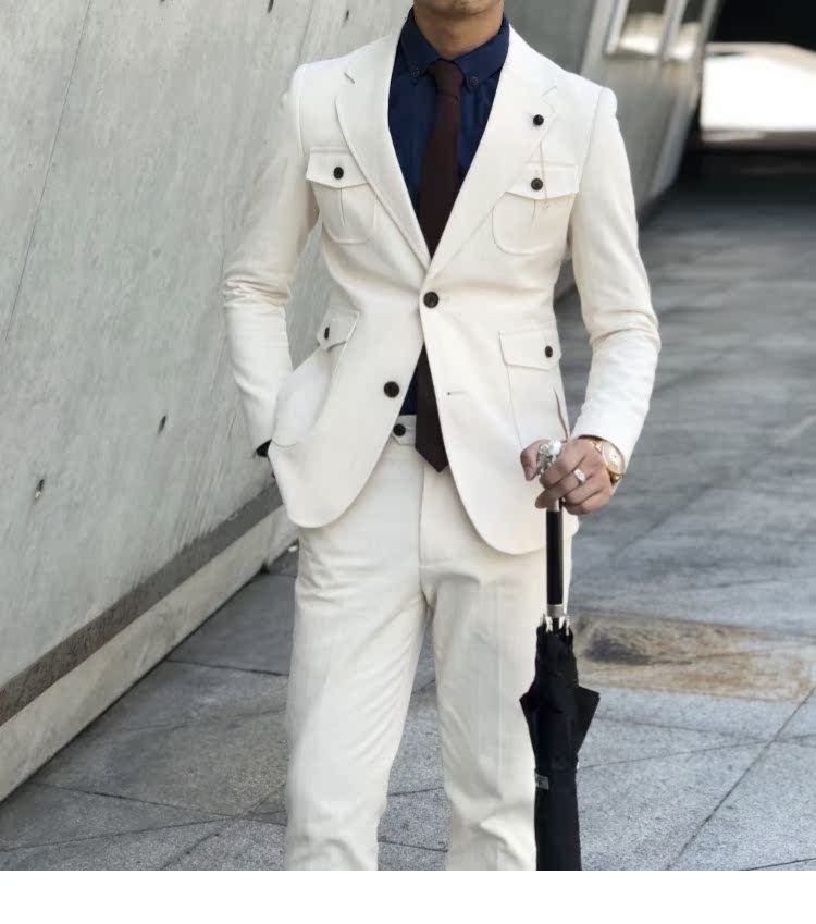 2018 Ý retro Slim British suit phù hợp với nam phiên bản Hàn Quốc của mùa thu safari thời trang phù hợp với nam hai mảnh áo nam