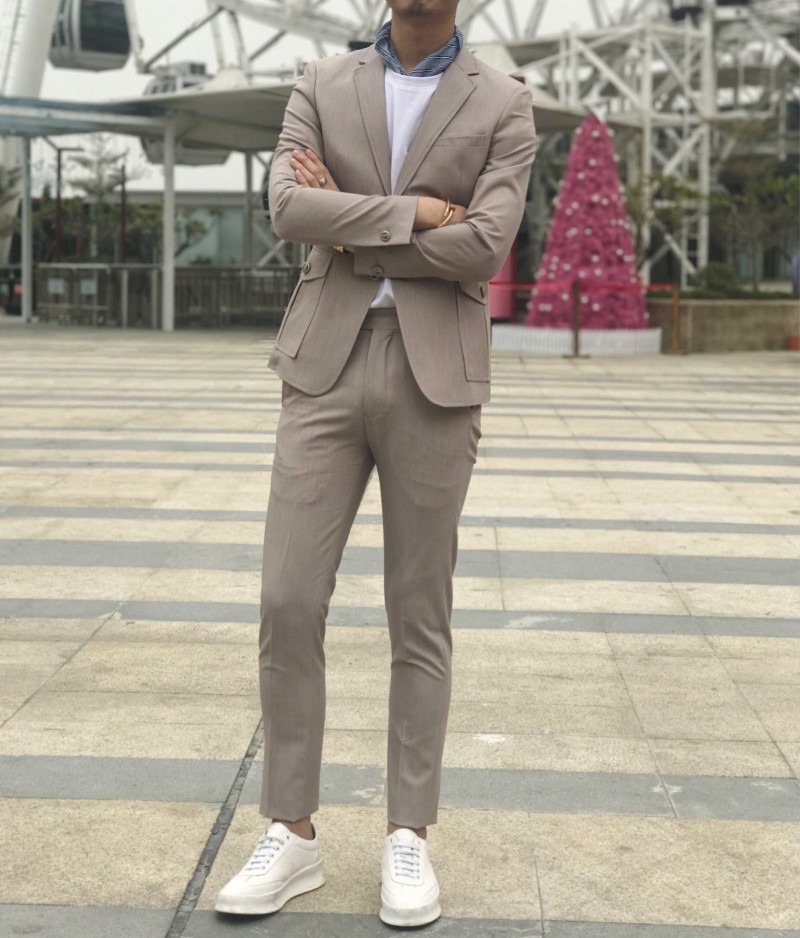Mùa xuân 2018 đơn giản đơn giản màu lớn túi lớn đơn giản phù hợp với bộ đồ mỏng vest nam đẹp