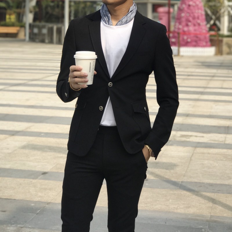 Mùa xuân 2018 đơn giản đơn giản màu lớn túi lớn đơn giản phù hợp với bộ đồ mỏng vest nam đẹp