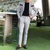 2018 mùa thu lớn kẻ sọc phù hợp với phù hợp với thời trang khâu thiết kế houndstooth slim phù hợp quần dài nam Suit phù hợp