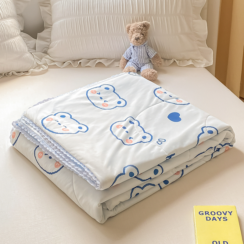 Summer cool quilted by air conditioning Quilt Summer Thin single double baby Children's nap blanket Students Dormitory Summer Washable