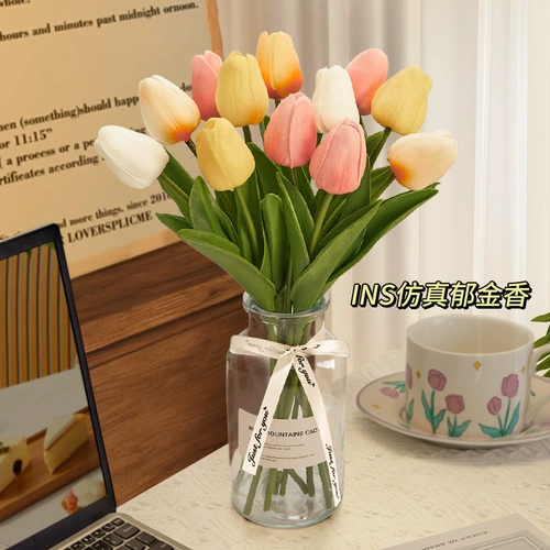 Моделирование тюльпана ложное цветок вечный зеленый растительный зал украшения цветочниковые вставки искусство на рабочем столе сухое букет сдачи на стол
