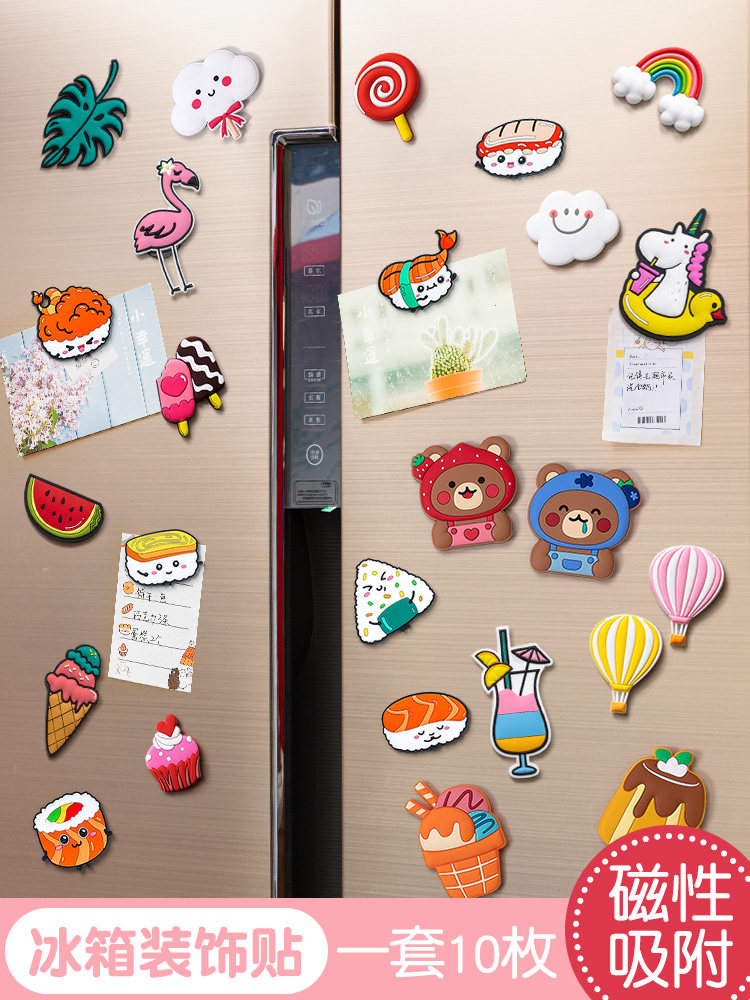Refrigerator sticker Nordic ins decorative tile creative cute cartoon magnet refrigerator tile sticker absorbing iron stone set