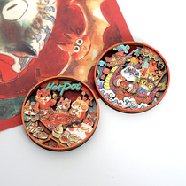 Original blessing cute cute cat 3d three-dimensional refrigerator sticker National style Zhaocai treasure home safe decoration sticker creative gift