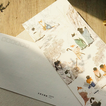 Gua Jia La original design paper creative postcard retro national tide style Song Dynasty cat long hand-painted comics