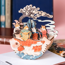 Bee dad original light sound swing dream Tang painting cat ancient wind music box creative gift childrens toys Music Box