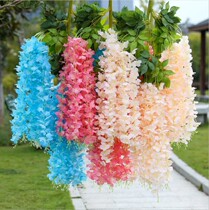 Simulation Purple Vines Flower String Bean Petals Ravioli Violet Vines Decorative fake Vine Wedding Celebration Artificial Flower Fake Bean Flower Silk Flowers