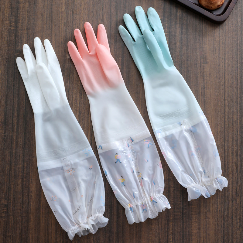 Washing dishes gloves female housework kitchen household washing gloves waterproof and durable brush Bowl summer super thin paste hand wash dishes
