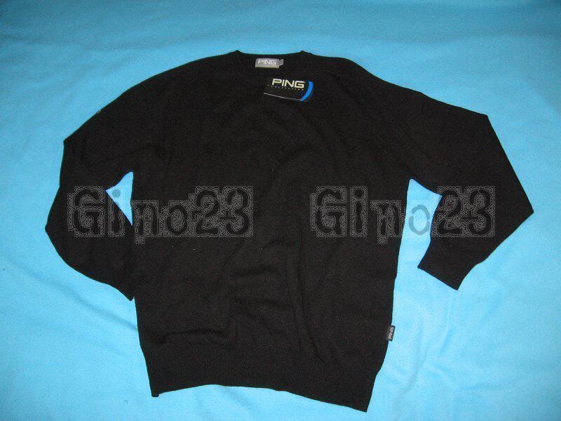 ping golf men's golf sweater black round neck 80% wool genuine export - Taobao