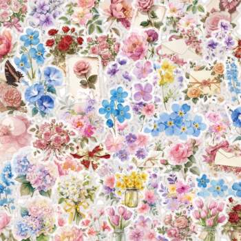Transparent flower stickers for fresh and romantic handbook decoration