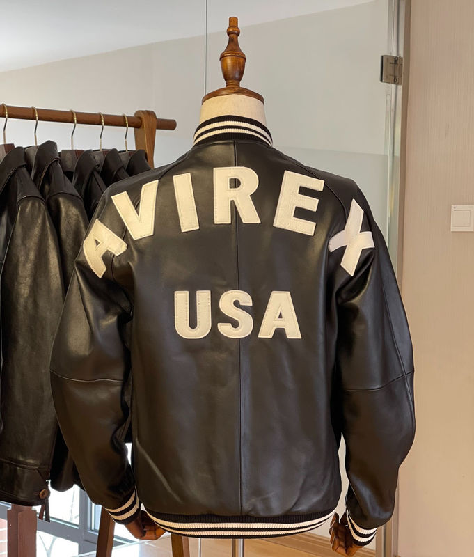 Avir*X First-Layer Sheepskin Baseball Jacket American Style Versatile Retro Genuine Leather Jacket Men's Coat for Spring and Autumn