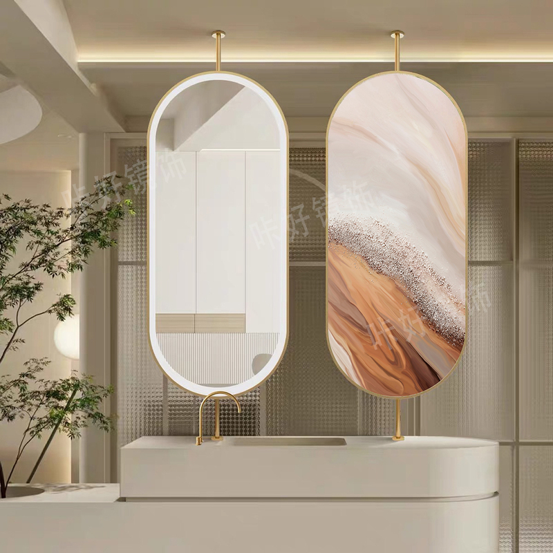 Hanging Mirror, Oval Mirror, Ceiling Hanging Art Mirror, Floating Mirror, Washbasin Vanity Mirror, Decorative Mirror