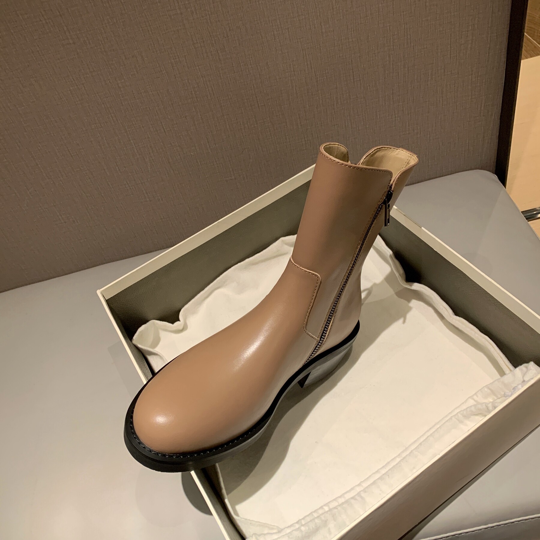 Inkingpot Pengjie Chunky Heel Genuine Leather Leg-Wrapping Short Boots ...
