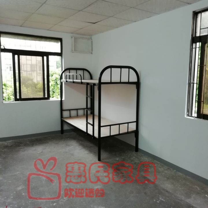 Thâm Quyến nhân viên bunk giường sắt giá cả phải chăng và bền trên lớn uốn cong ống đen dày 50 - Giường giường gỗ ép