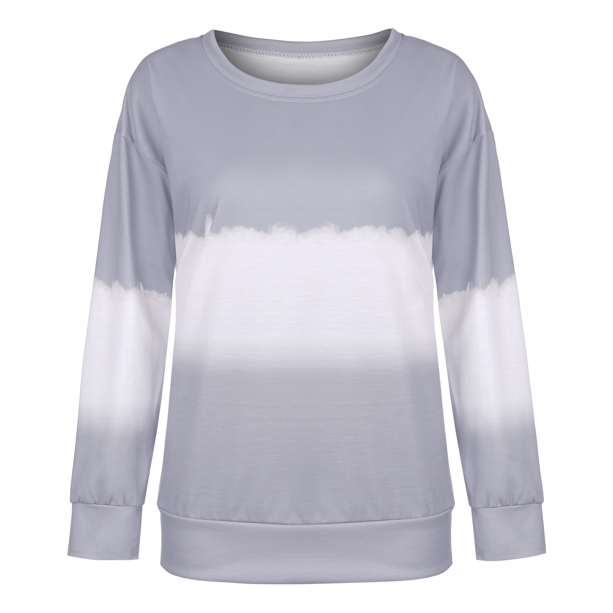 women's printed tie-dye gradient long-sleeved round neck T-shirt sweater NSYF1843