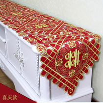 TV cabinet hollow table table flag flag flag shoe cabinet cover cloth Dining side cabinet cover cloth Double happiness fabric red wedding celebration