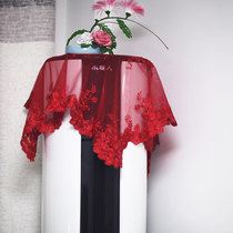 Red New House festive lace fabric square towel Cabinet machine air-conditioning cover fabric table cloth lace European style light luxury rope embroidery