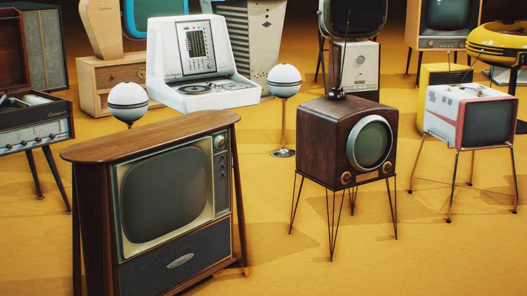 tivi 49 inch UE4 tài nguyên vật liệu trò chơi retro thiết bị gia dụng TV thiết lập bản đồ mô hình Midcentury - TV tivi tcl 43 inch