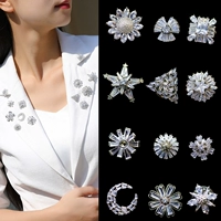 Tinh tế micro-dát zircon cardigan chống ánh sáng cổ áo kim gai gai ngựa pin cuff khóa nhỏ pin trâm ghim cài áo vest