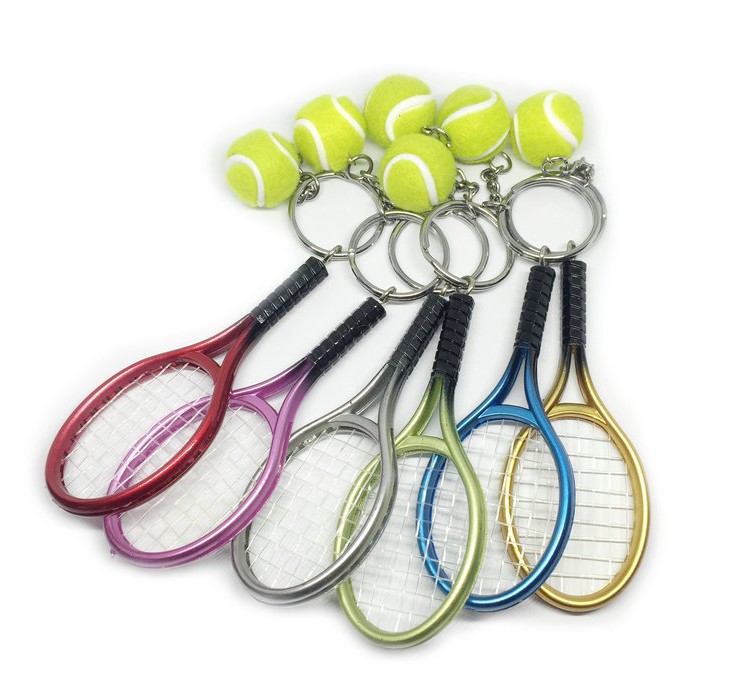 Gift tennis pendant ornament tennis racket keychain creative gift sport keychain hanging souvenir