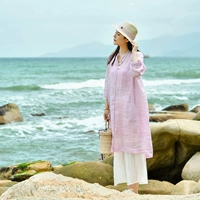 Ma Lin văn học gốc cotton và vải lanh nữ 2018 xuân hè mới tay áo bảy điểm hai lớp áo dài rộng áo sơ mi voan kiểu hàn quốc
