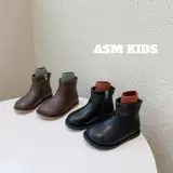Martens, детские демисезонные ботинки, однотонные короткие сапоги для мальчиков, коллекция 2021, в корейском стиле, мягкая подошва