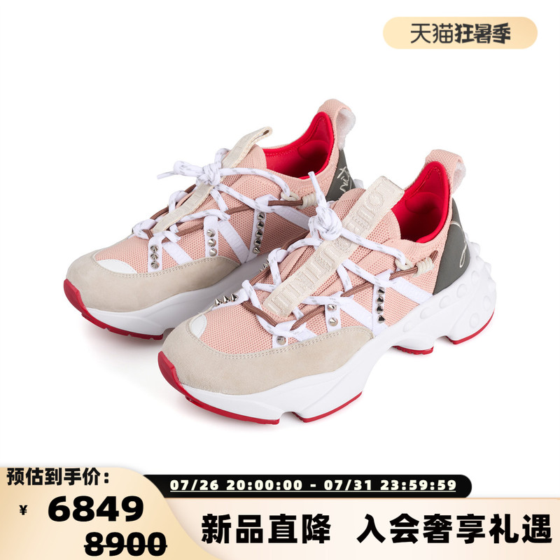 Christian Louboutin/Lu Platinum Women's Color Block Lace-Up Low-Top Casual Sneakers 301574 Christian Louboutin/Lu Platinum Women's Color Block Lace-Up Low-Top Casual Sneakers 301574