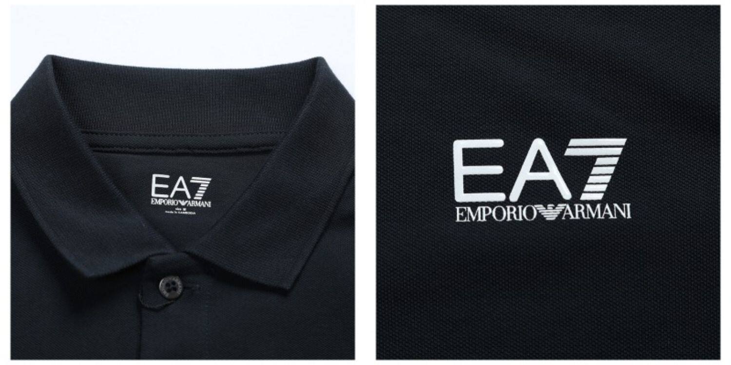 EMPORIO ARMANI/ Темно-синяя футболка polo, короткий рукав 