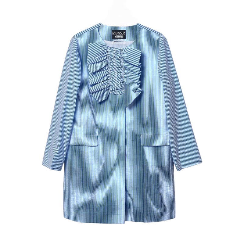 Moschino/Moschino Women's Round-Neck Striped Japanese-Style Long Shirt Intime Department Store 301596