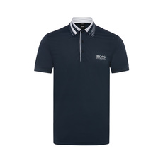 Рубашка поло hugo boss 深蓝色条纹领口日常通勤男士短袖polo衫