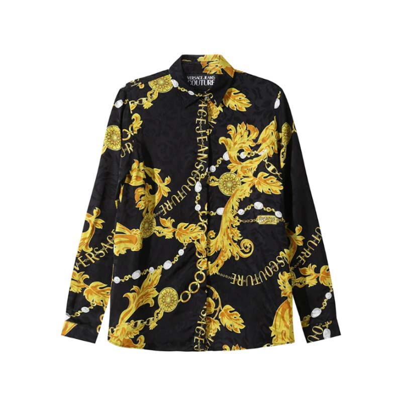 Versace Versace Autumn/Winter Vjc Women's Baroque Pattern Long Sleeve Shirt Silver 300095 Versace Versace Autumn/Winter Vjc Women's Baroque Pattern Long Sleeve Shirt Silver 300095