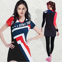 Badminton suit womens autumn and winter short sleeve Sports mens quick-dry Womens Fashion Net row table tennis competition dress Korean suit