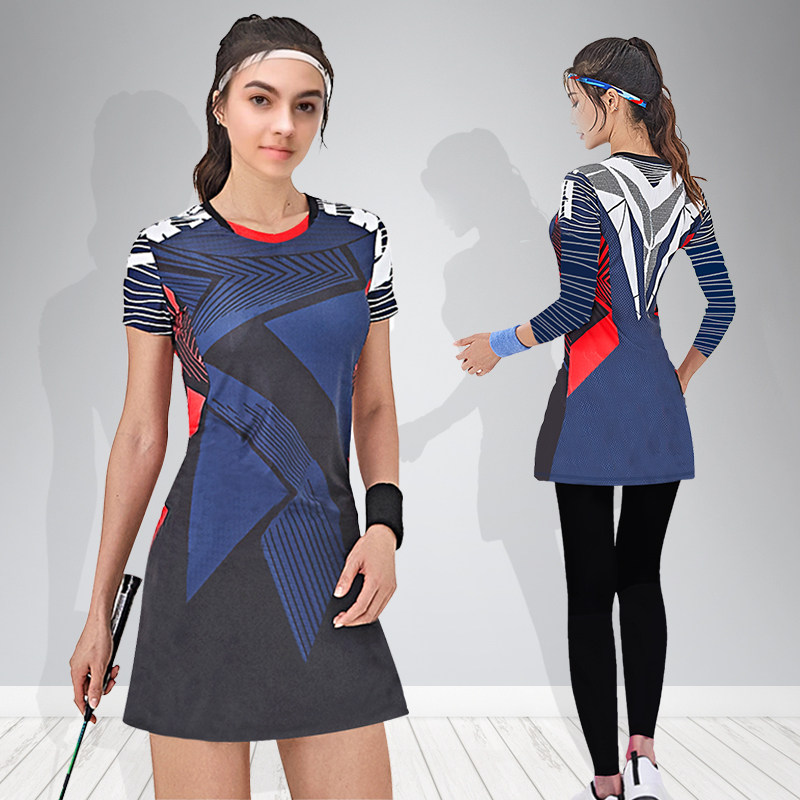 Badminton Suit Women Autumn Winter New Sport Speed Dry Display Slim Fashion Competition Foreign Dress Netball Ping-pong Short Sleeve Dress