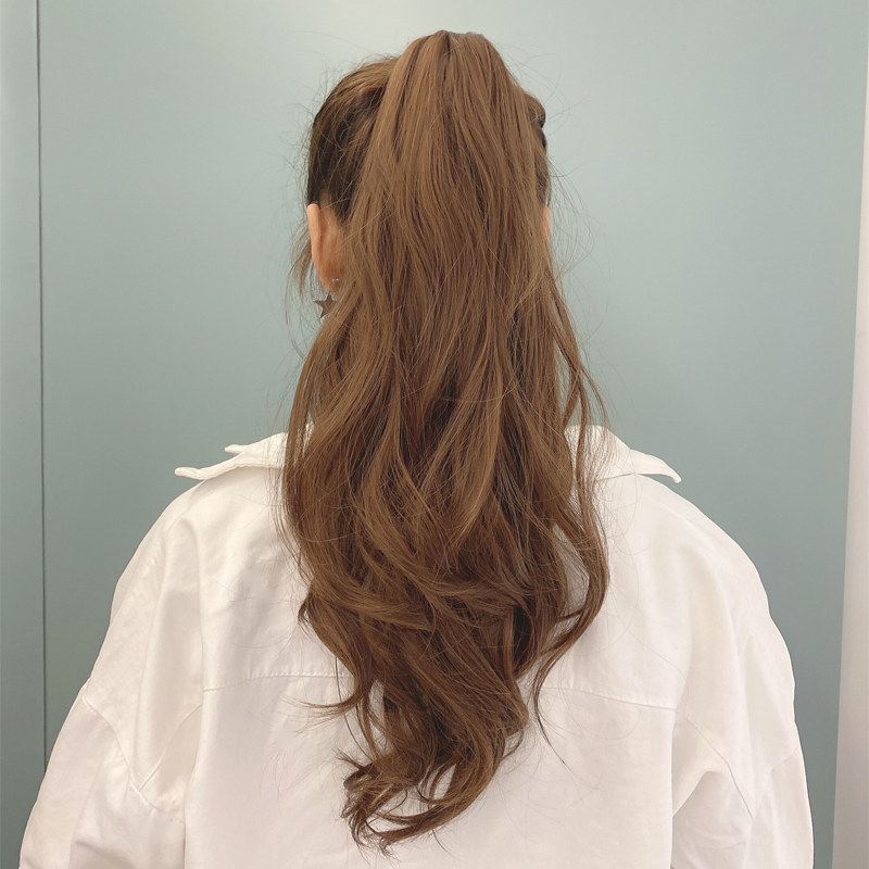 Invisible Small Tiger Clip Long Roll Horsetail Woman Long Roll Hair Fake Ponytail Large Wave Realistic Fluffy Medium Long Version Wig Piece