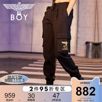 boylondon trousers women 2020 Autumn New brushed black gold English printed men and women with casual pants tide