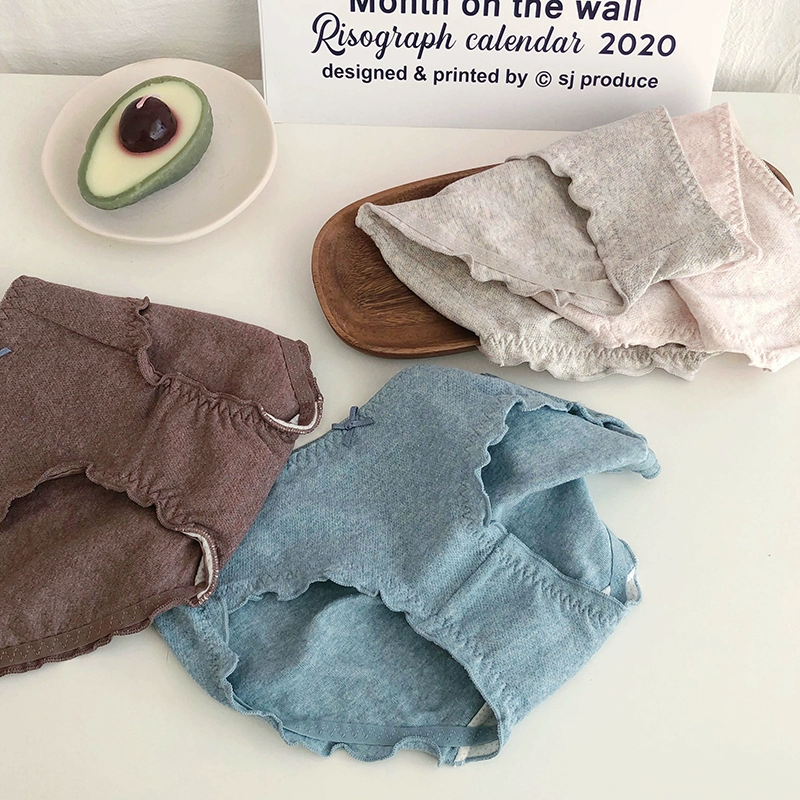 i jia ấm áp và mềm mại đồ lót cô gái màu tinh khiết với tai gỗ của phụ nữ cotton thấp tầng kháng khuẩn phong cách Nhật Bản ngọt ngào và dễ thương - Giống cái