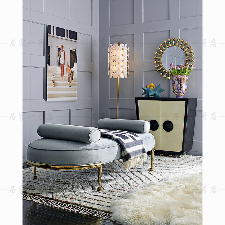 Minimalist modern stainless steel living-room sofa stool-like inter-board metal cloth art bedroom lounge tailstool for shoe-changing stool-Taobao