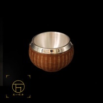 Sterling silver 990 silver bamboo woven rattan silver cup tea drinking water tea art hand woven polished Kung Fu Tea Tea Tea Cup