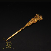 Ancient method hand-carved silver gold-plated ancient method hand-carved Yuan Dynasty headdress gold tiger hairpin hairpin headdress Hanfu jewelry