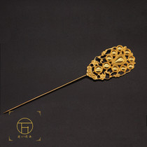 Wanbao De Gufa hand-carved gold and silverware headdress hairpin ancient traditional cleaning Hanfu accessories crew headwear