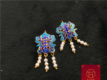 Silver gilt palace birthday character 1 to 1 enamel color pearl silk inlaid earrings earrings earrings ancient costume props traditional accessories