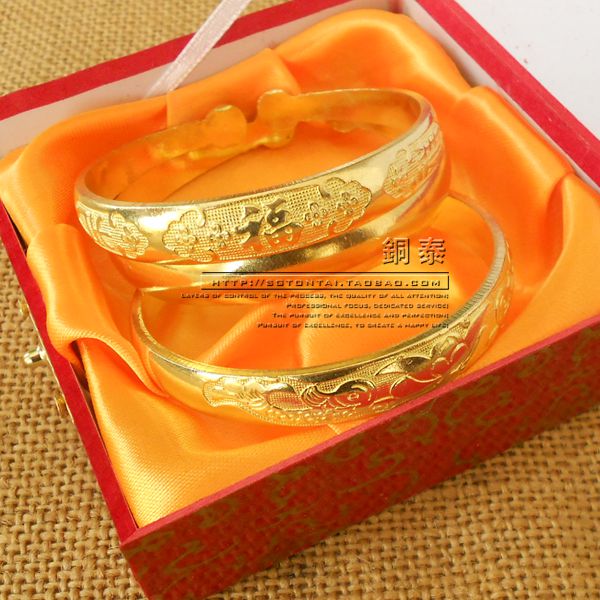 Yi nam giới và phụ nữ tinh khiết brass bracelet đồng nguyên chất vòng đeo tay đồng vòng đeo tay đầu tròn brass bracelet handmade dày