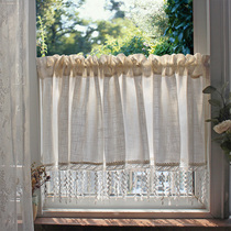 West Orange Linen | Half Curtain Short Curtain American Coffee Cord Fabric Art Kitchen Curtains Free to punch through the bar door curtain