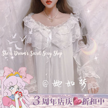 She is like a dream French girl court summer super fairy cute lace lolita night dress home dress