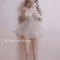 Wearing camellia girl she is like a dream French soft sister perspective super fairy lift Han sexy mesh suspender night dress~send T