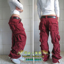 Korean cotton casual trousers mens and womens overalls pocket pants outdoor mountaineering plus size couples loose